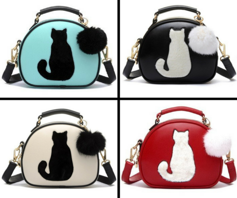 Cat & Fur Ball Crossbody Handbag