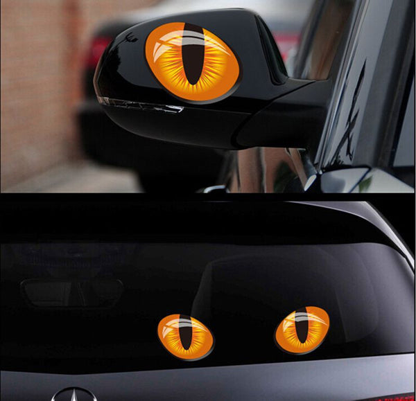 Cat Eyes 3D Car Decals (Pair) (10cm x 8cm)