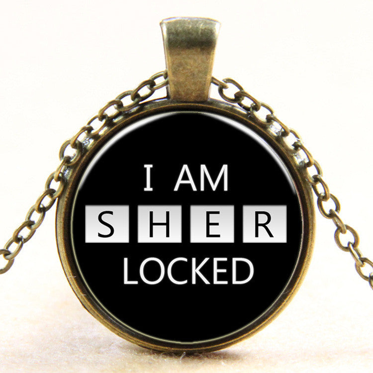 Handmade Vintage I'm Sherlocked Glass Pendant Necklace