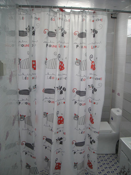 Multiple Size Cute Cat Bathroom Shower Curtains with FREE hooks