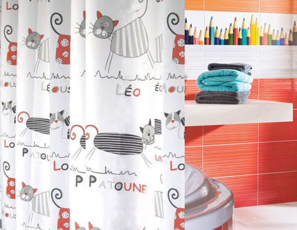 Multiple Size Cute Cat Bathroom Shower Curtains with FREE hooks